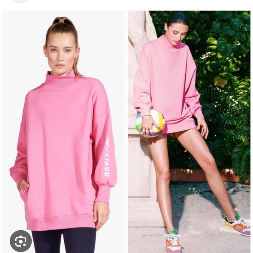 Staud x New Balance pink sweatshirt tunic/dress with pockets